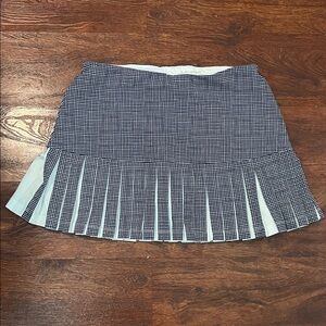 Tory Sport Navy and White Pleated Mini Skirt